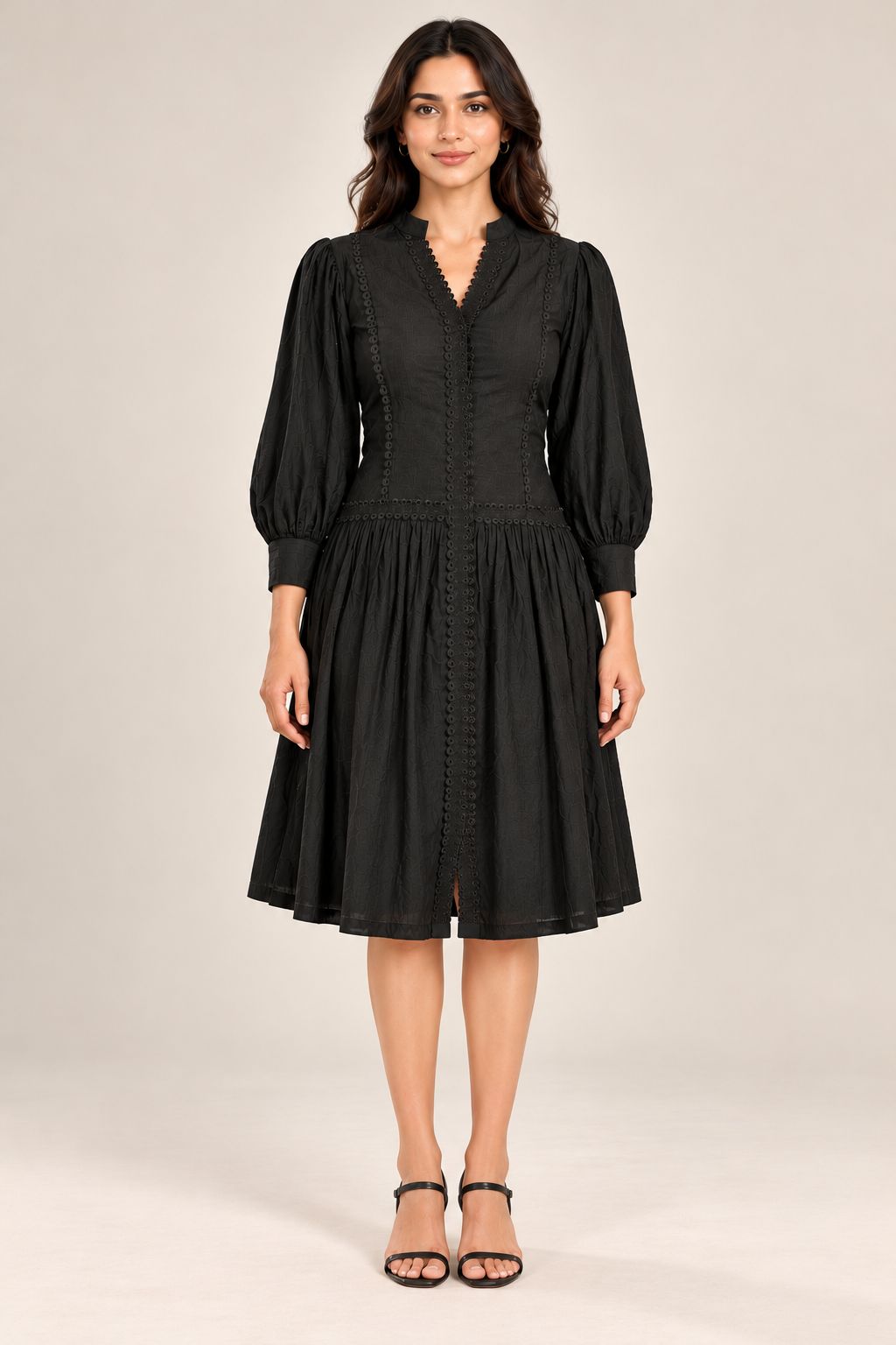 Noir Lace Midi Dress