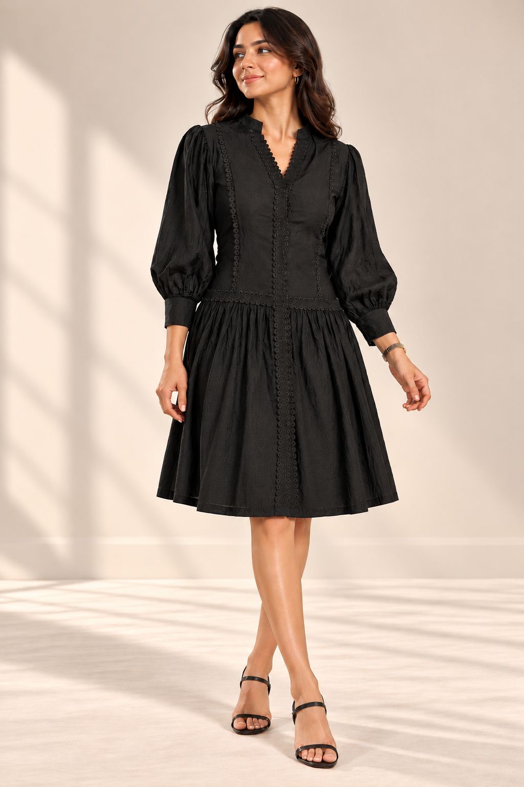 Noir Lace Midi Dress