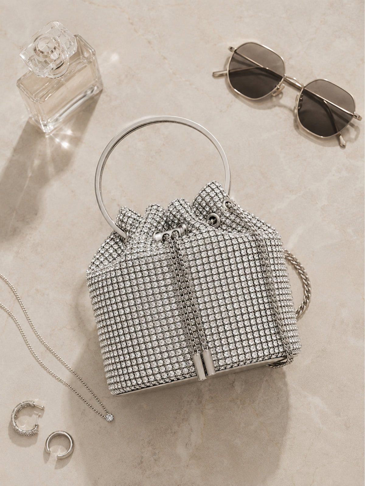 Metallic Silver Pouch handbag